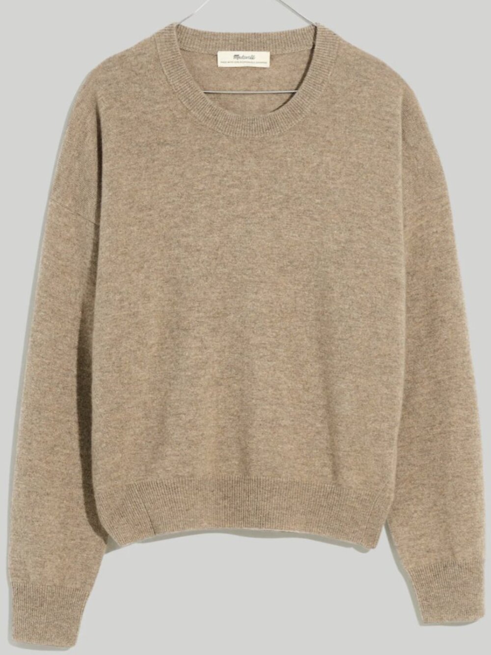 Madewell (Re)sponsible 100% Cashmere Relaxed Sweater Heather Mink Size Small